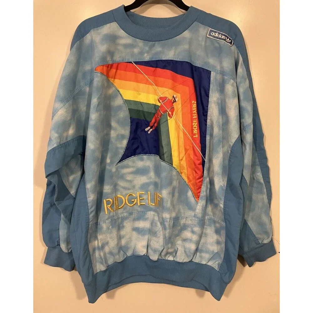 RARE VTG 80s Adidas Kelly Ridge Lift T’Rose Flyers Pullover Sweatshirt Sz XL